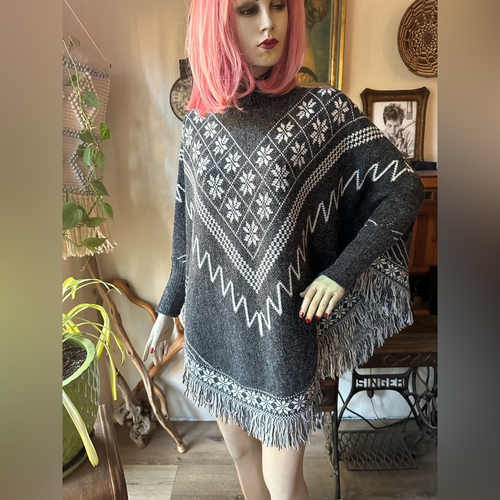 Holiday Poncho Style Sweater